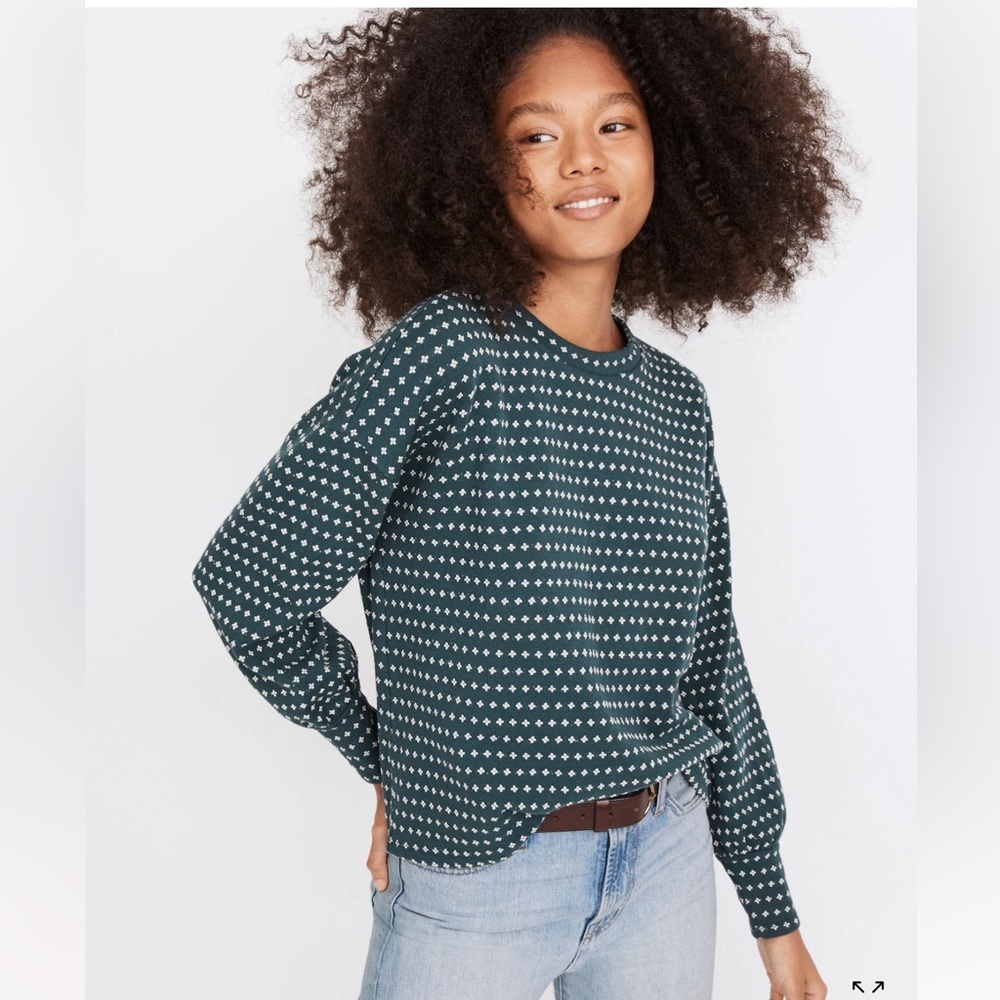 Madewell Floral Jacquard Puff-Sleeve Top